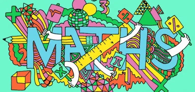 Ilustración de matemáticas con símbolos y figuras